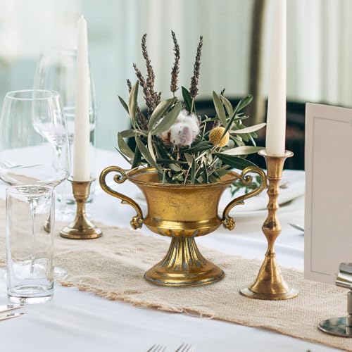 Vase en métal doré de 6 pouces style trophée chic pour centres de table raffinés - 4