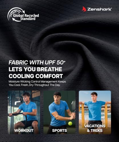 Image of ZENSHARK Gym T-Shirt for Men| Dry Fit Workout Sports T-Shirt | Quick Dry Breathable Polyester Fabric with Half Sleeve Round Neck | Running Gym Wear Active Wear for Training