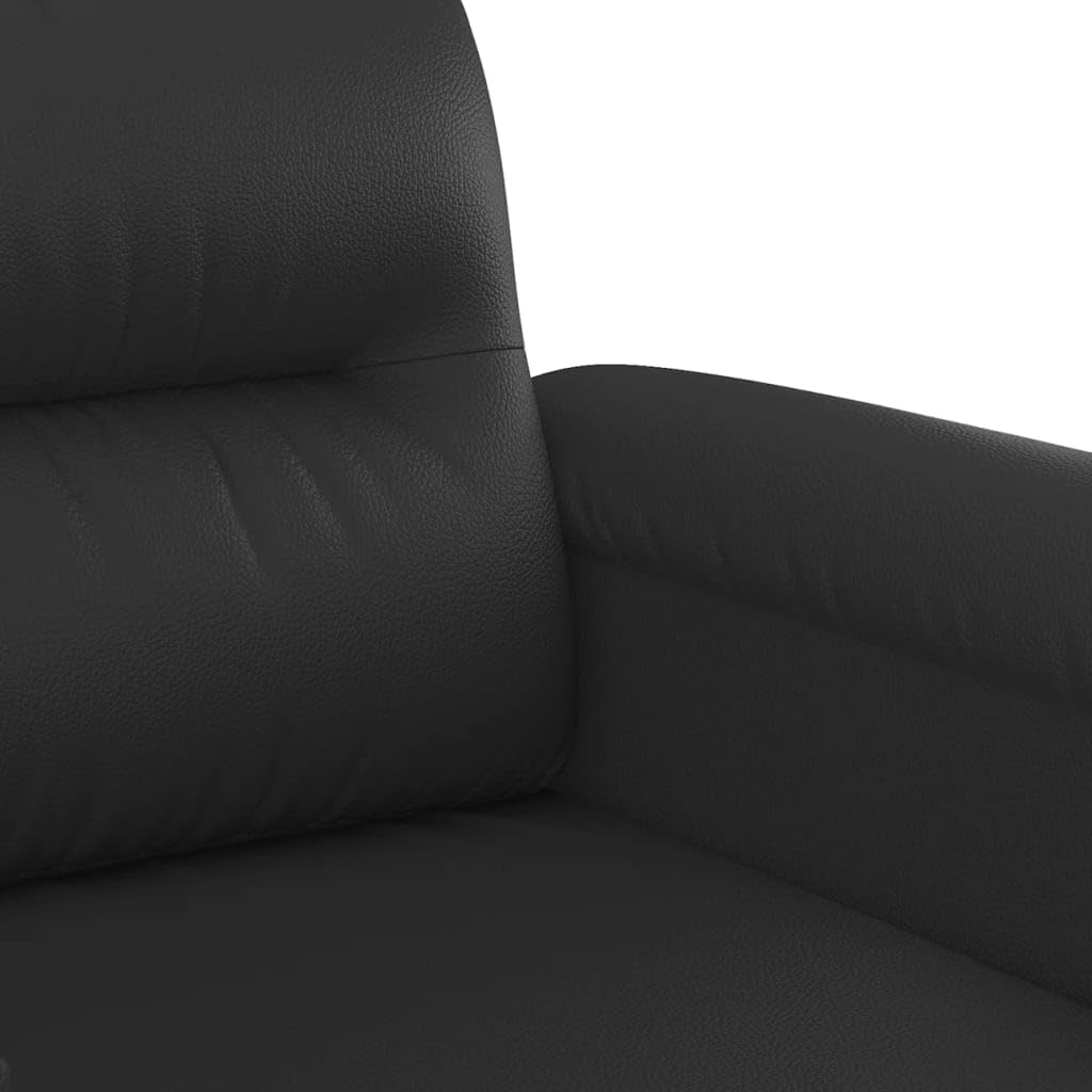 Gecheer Canapé, pour salon, moderne, avec 2 places, en simili cuir, noir, 150 x 77 x 80 cm, canapé moderne, canapé en cuir artificiel, canapé 2 places moderne