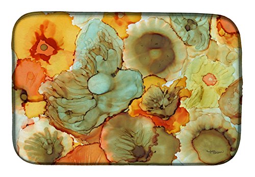 Carolines Treasures 8969DDM Abstract Flowers Teal and Orange Dish Drying Mat 14 x 21 multicolor