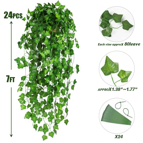 Bleum Cade 24 Strands 168Ft Fake Vines For Bedroom With 66Ft String Lights, Hanging Greenery Garland With Fake Leaves, Artificial Ivy Vines Fake Plants For St Patricks Day Christmas Wall Room Decor #TOP2