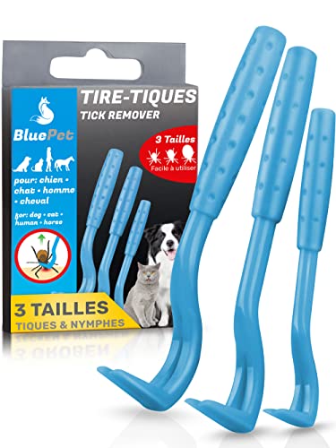 BluePet® 3 Tailles Set Tire Tique - Retireur de Tiques Fiable pour Chiens, Chats, Chevaux Et Hommes - Retire Tique - Parfait pour Tout Kit d'urgence Tiques Cover