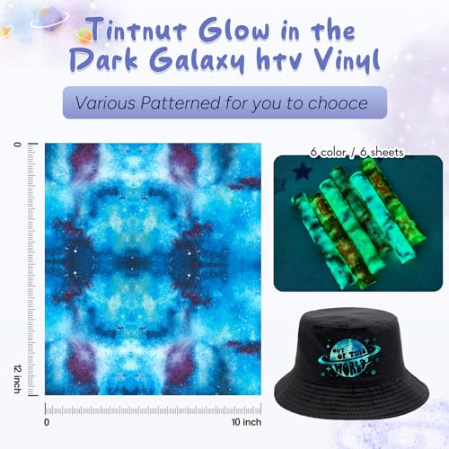 Tintnut Glow in Dark HTV Heat Transfer Vinyl - 12x10 inch 6 Sheets Luminous Galaxy Iron on Vinyl Galaxy HTV Vinyl for T-Shirts DIY Compatible with Cricut or Silhouette Cameo - Image 4