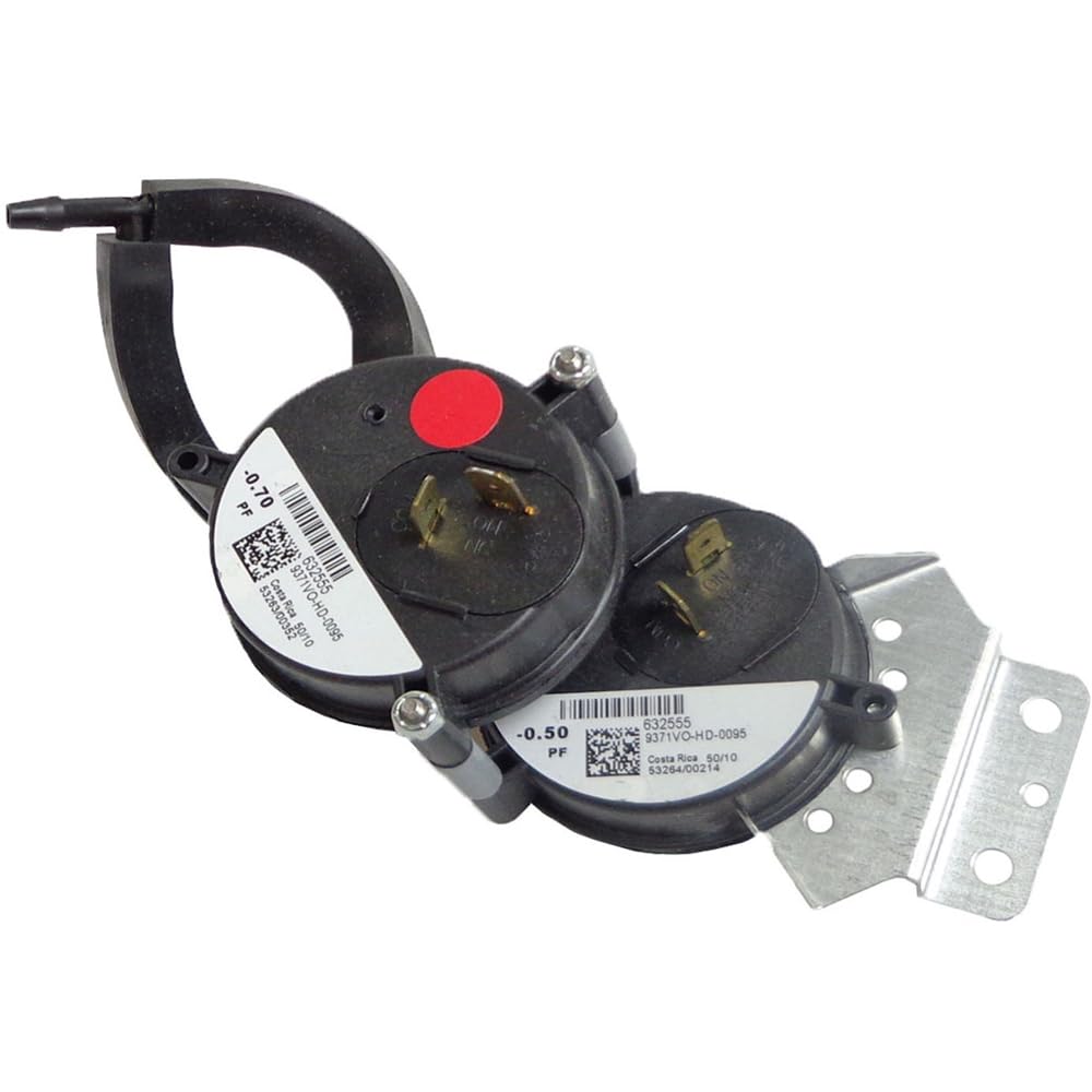 Nordyne OEM 2 Stage Black Furnace Replacement Air Pressure Switch .50 / .70, Push Button, Diaphragm, Automatic