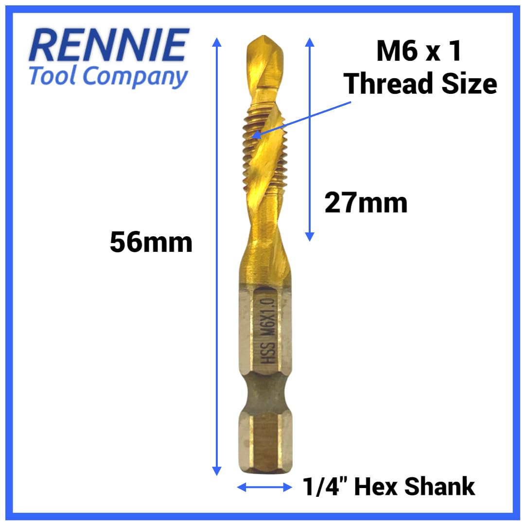 Rennie Tools, Pack Of 5, M6 x 1 Combination Drill and Tap Bit - Image 2