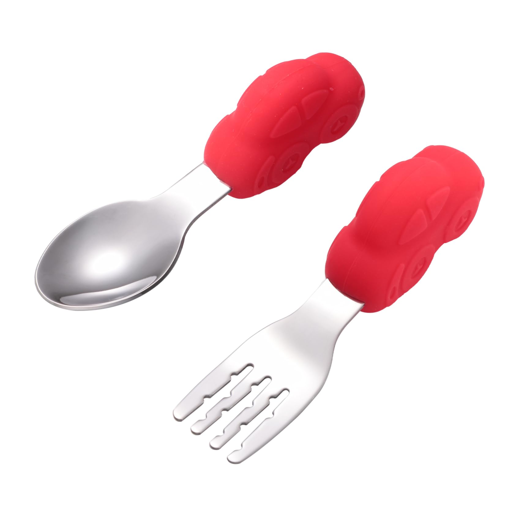 SUPVOX 1Pair Stainless Steel Training Tableware Short Handle Fork Spoon for Food Grade Odorless for Home Restaurant Use
