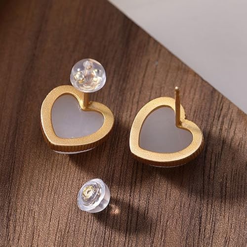 Boucles d'oreilles cœur de Jade Blanc et Argent S925 douceur de vivre - 2