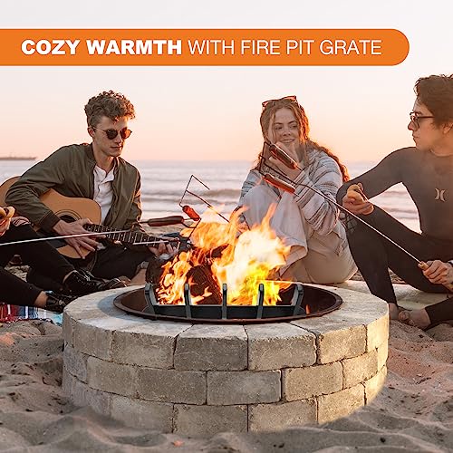 Fireplace Grate 14in Heavy Duty, Small Fire Grate for Inside Fireplace, Firewood Log Rack Holder, Fireplace Accessories, Chimney Hearth Wood Stove Burning Indoor, 5 Bars Fire Pit Grate for Outdoor