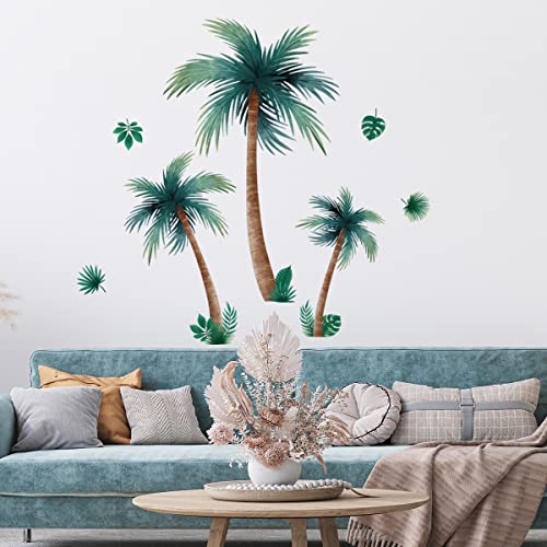 Palm Tree Wall Decals Coconut Tree Tropical Wall Decals Stickers Summer Wall Decals For Bedroom Living Room Sofa Tv Background Wall Decor (Palm Tree) #TOP13