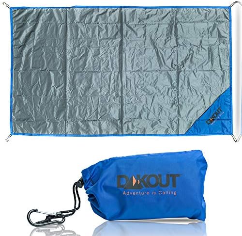 Ultralight Backpacking Tarp Ground Cloth 27.5 x 48 Inches Waterproof Mini Pocket Blanket Compact Packable Groundsheet Hiking Gear for Two Pouch and Carabiner