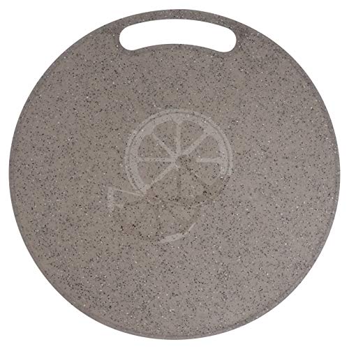 HEMOTON Reusable Plastic Chopping Board Round Vegetable Fruit Marble Look Serving Board 31 cm Kitchen Tool, Polypropylene