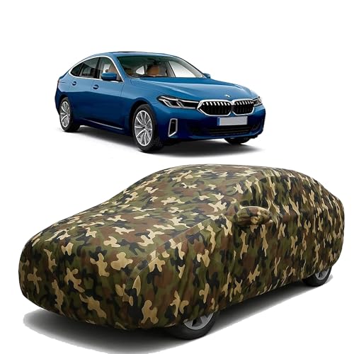 Image of Sulfar 100% Waterproof Car Body Cover for BMW 6GT - Triple-Stitched Dustproof UV, Heat & Rain Protection with Mirror Pockets, Full-Bottom Elastic & Free Storage Bag - All-Weather Indoor Outdoor (Army)