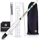 Brewer's Elite Hydrometer & Test Jar Combo, Hardcase, Cloth - Triple Scale Specific Gravity ABV Tester- for Wine, Beer, Mead and Kombucha