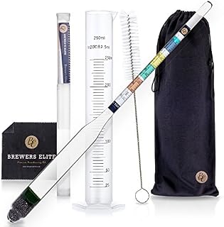 Brewer's Elite Hydrometer & Test Jar Combo, Hardcase, Cloth - Triple Scale Specific