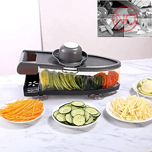 Nomal Mandoline Slicer Vegetable Fruit Cutter Shredder 6 In 1 Multi-Function Manual Potato Slicer Cheese Grater Waffle Potato Cutter Kitchen Cutter Chopper For Fruits Vegetables Time Saver thumb #5