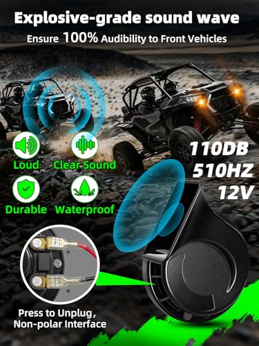 Image of UTV Turn Signal Kit, Pre-Wired, Plug and Play Universal Street Legal UTV Blinker Kits with Rocker Switch, Hazard Light, 110dB Horn, Compatible with Polaris, Can-Am - 4Pods Amber Red Lights