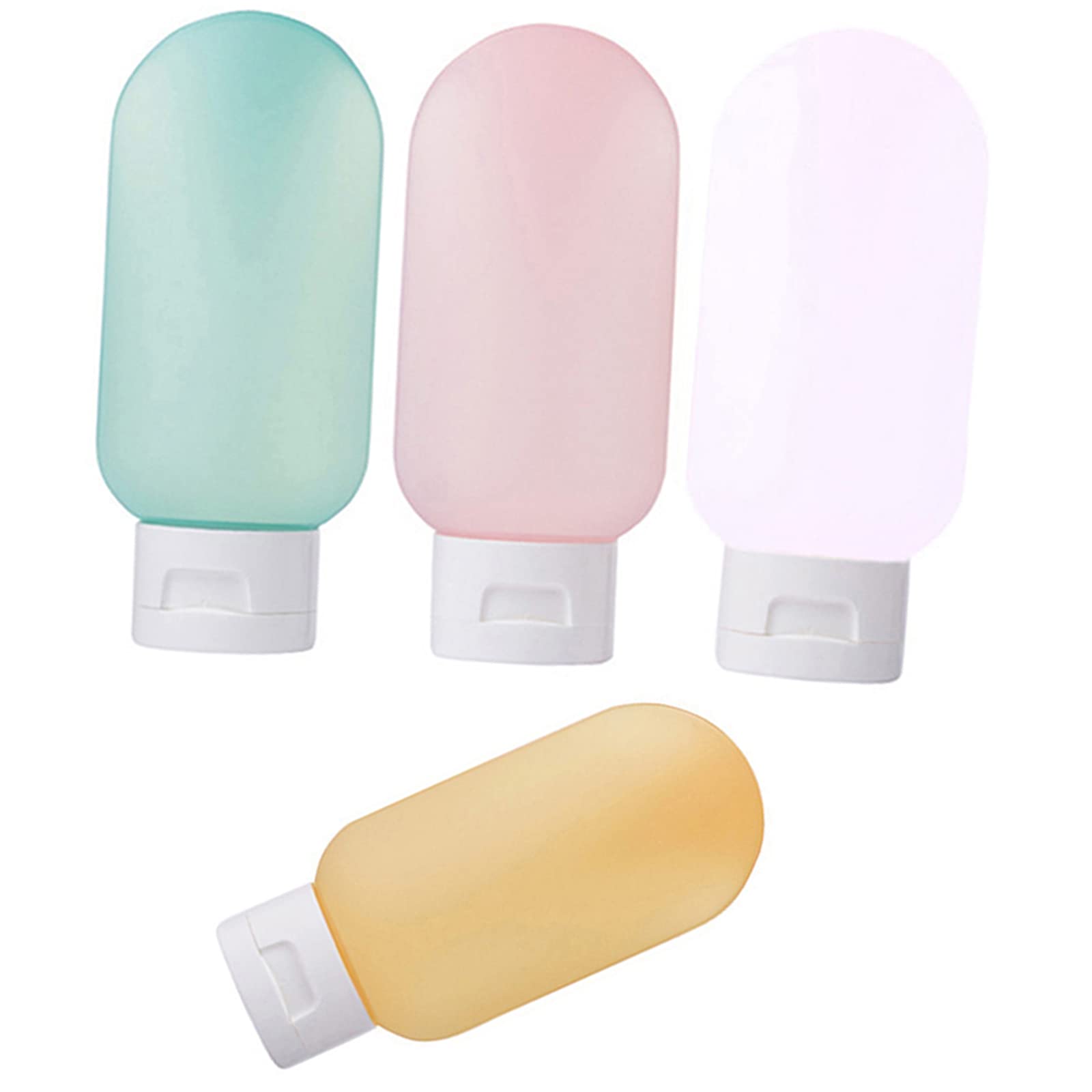 Lot de 4 flacons de voyage en silicone de 100 ml pour articles de toilette - Anti-fuite - Approuvé par la TSA - Rechargeables - Pour shampooing et après-shampoing, lotion liquides