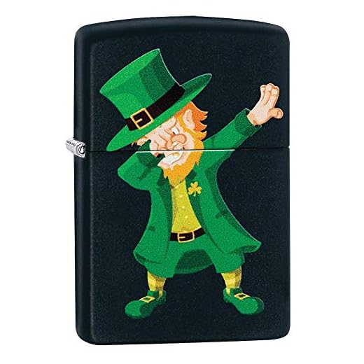 Zippo Isqueiro de bolso fosco preto Dabbing Leprechaun