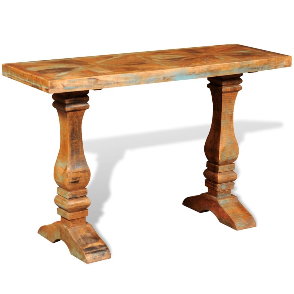 Console bois vieilli massif recyclé 120x40x76 meuble salon solide et durable