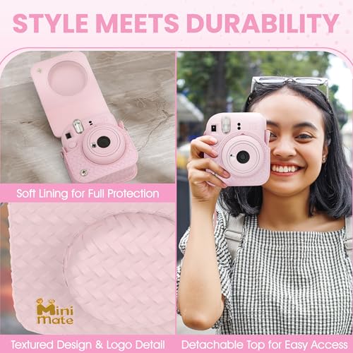 Image of Fujifilm Instax Mini 12 Instant Camera Blossom Pink + Minimate Custom Designed Case + Fuji Instax Film 10 Sheets & Photo Album