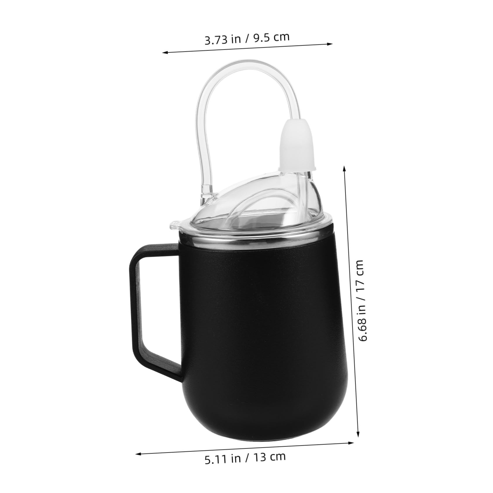Veemoon Pflege Strohhalmbecher 450ml aus Edelstahl in Schwarz