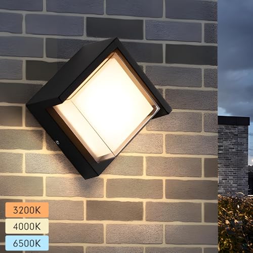 Image of Outdoor Light Fixtures Wall Mount 1 Pack, Modern Square LED Porch Light, 3CCT Selectable (3200K /4000K /6500K), IP65 Waterproof Exterior Wall Sconces for House Garage Patio Front Door