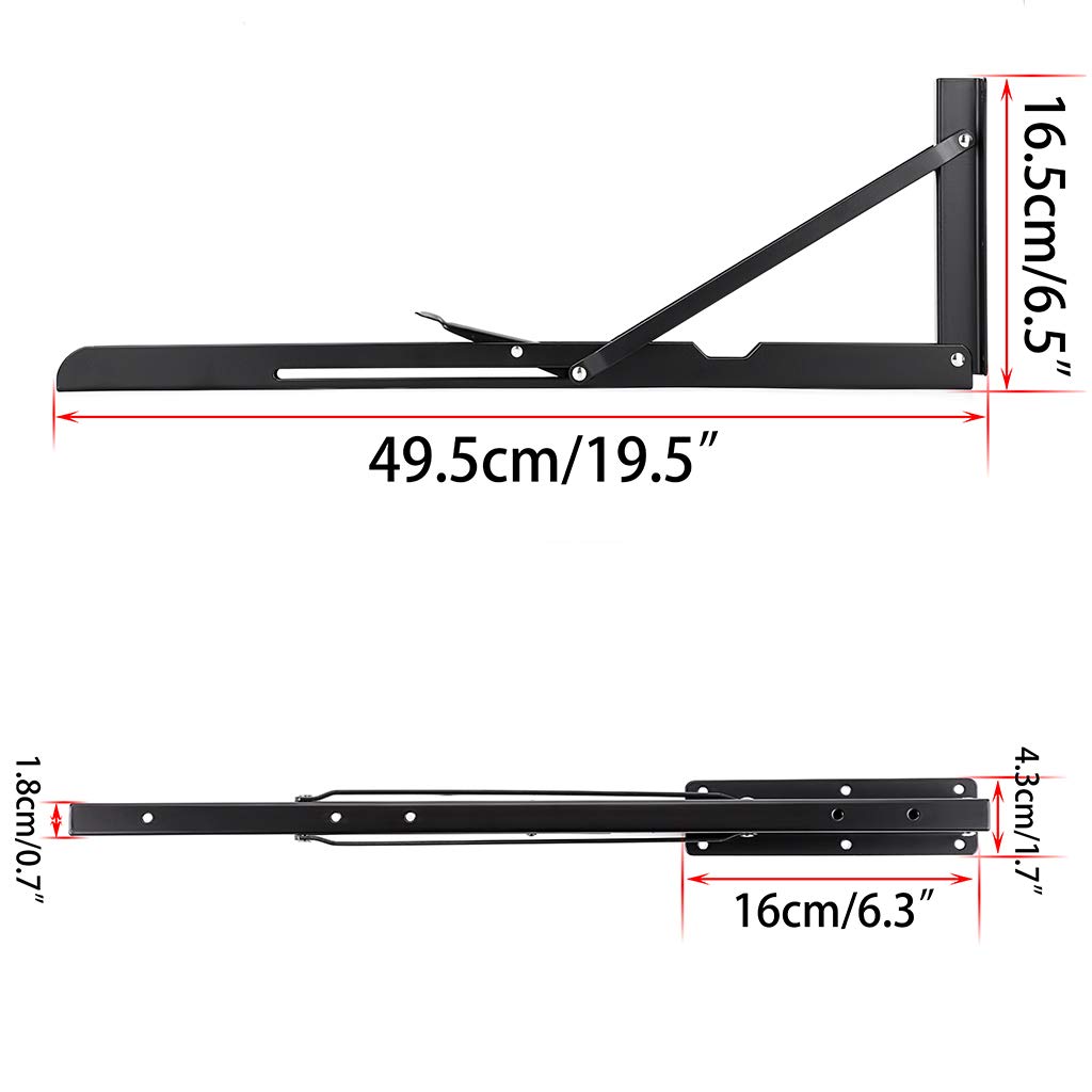 Sumnacon 2 Pcs 20 Inch Sturdy Folding Shelf Brackets, Heavy Duty Triangle Table Bench Folding Shelf Brackets - Image 3