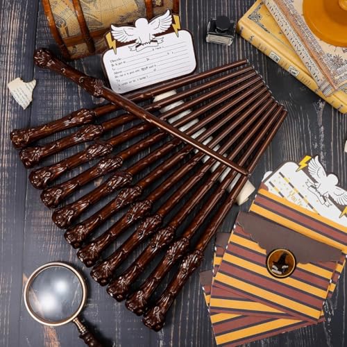 Image of WANNA PARTY WP Polyvinyl Chloride Harry The Magician Light Up Magic Wizard Wand, Light Up Witch Toys for Kids Cosplay Party Birthday Gift, Halloween Party, Brown