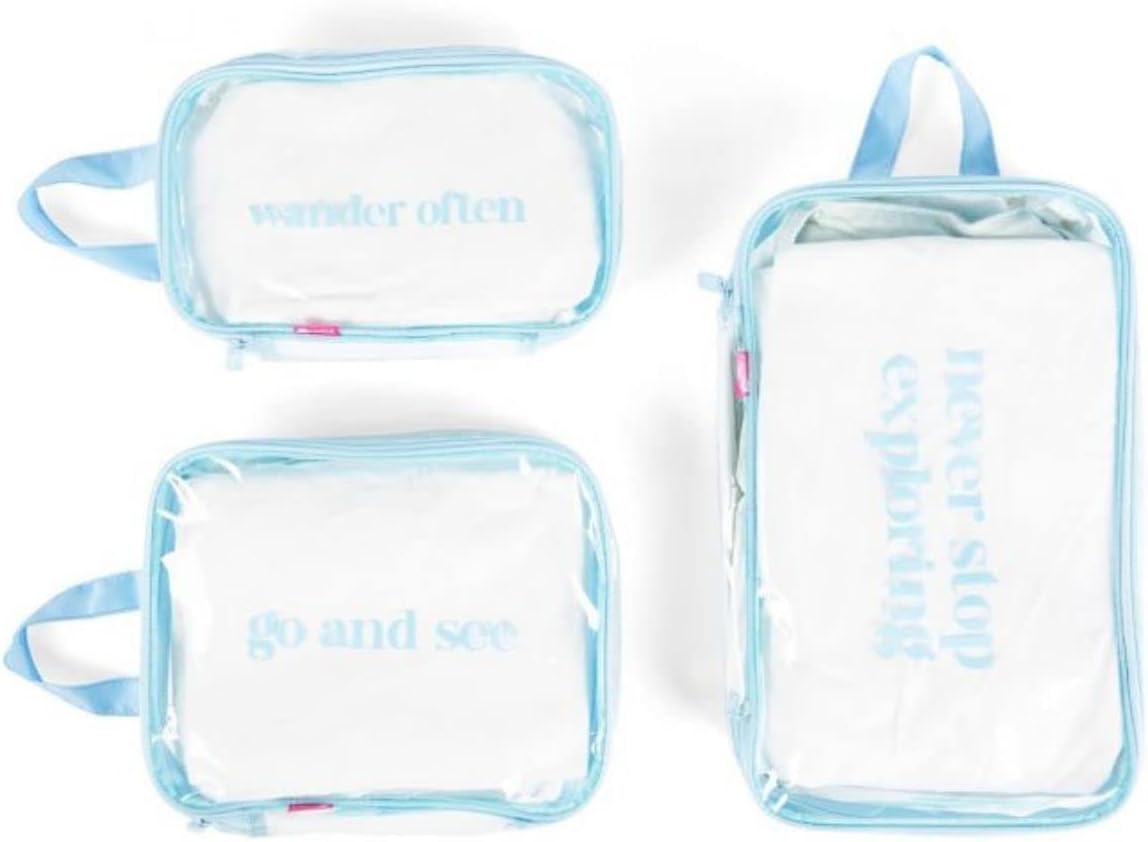 MIAMICA 3-Piece Packing Cubes, Light Blue Clear Trinidad and