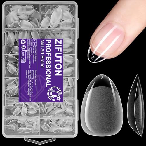 ZIFUTON 600Pcs Unghie Finte Mandorle corte, 12 Taglie Tip a Mandorla Gel Unghie Con Custodia - Ideale Per Donne, Saloni E estetista, Saloni di Manicure Professionale, Nail Art
