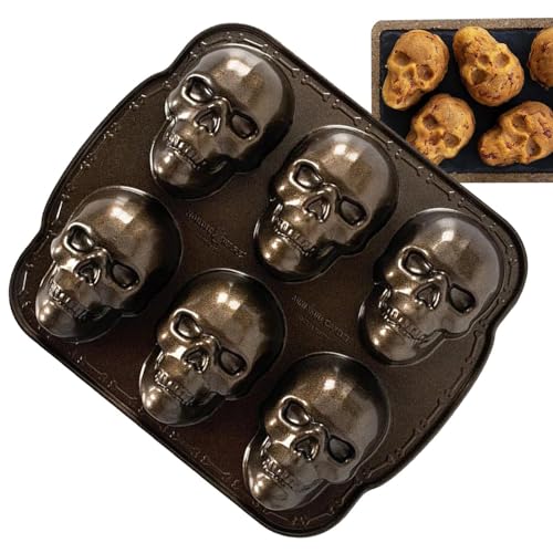 Utensilios para hornear de calavera de Halloween, molde de aluminio para hornear, molde de calavera embrujada, molde para hornear calavera, bandeja de metal antiadherente realista para hornear