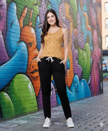 Image of DIAZ Women's Tank Top and Lower Set for Women | Stylish Cotton Co-Ord Set | Sleeveless Top & Jogger Lower for Women |Comfortable Stretchable Fabric 2-Piece Combo Set|women co ord set