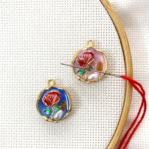 Pince à aiguilles magnétiques Lot de 2 pour point de croix motif floral broderie