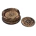 GoCraft Wooden Coasters Set of 6 | Handmade Drink Coasters with Lotus Shaped Holder in Rustic Wood Design Carving
