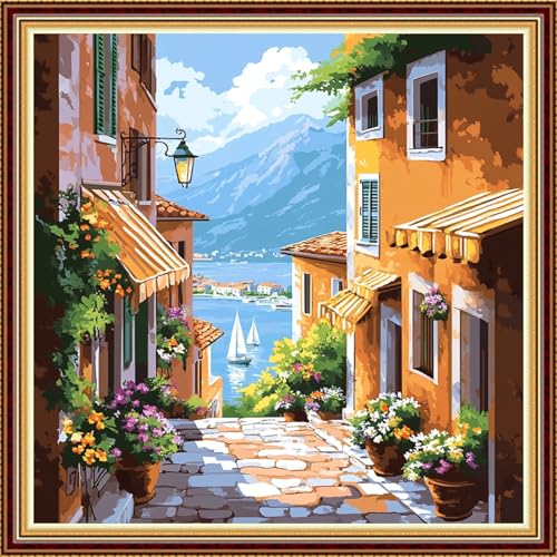 Image of Funart Stamped Cross Stitch Kits for Beginners Full Range of Cross Stitching Preprinted Embroidery Kits for Adults, 11CT Embroidery Pattern Needlepoint Kits- (ArtColors24)