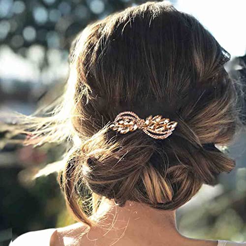 Aneneiceera Vintage Crystal Hair Clip Gold Rhinestone Hair Barrette Sparkle Cz Head Clip Crystal Wedding Headpieces Bridal Hair Accessories for Women and Girls - Image 2