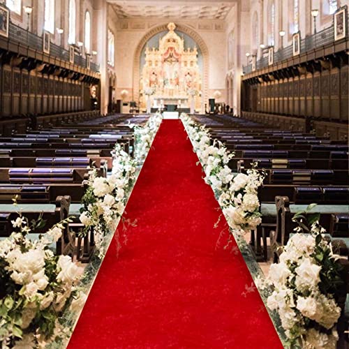 FANPROMS Red Carpet Runner for Parties 4FTx30FT Long Velvet Aisle Runner for Wedding Ceremony Red Aisle Runner Carpet Rugs for Chruch Aisle Runners Rug Boho Wedding Aisle Carpet Rug for Bridal Shower