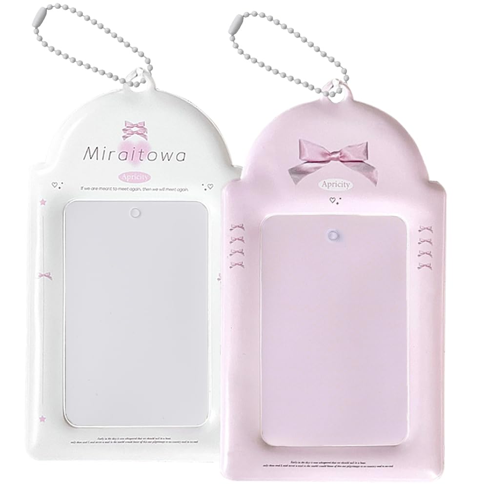 Cute Bow Photo Card Badge Holders - 2 Pcs, 3 Inch Protective Sleeves