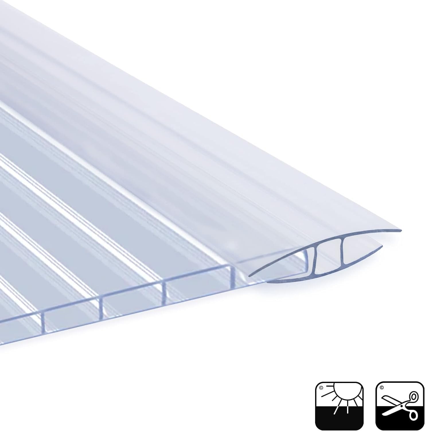 Plaques alvéolaires PVC translucide pour serre jardin véranda résistant UV étanche kit 14 plaques connecteurs 60,5 x 121 cm épaisseur 4 mm