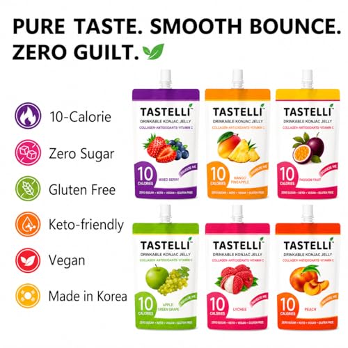 Tastelli Konjac Jelly Variety Pack (18 Count) with Collagen & Vitamin C | Sugar Free Gluten Free Low Calorie | Vegan Fruit Snack - image 2