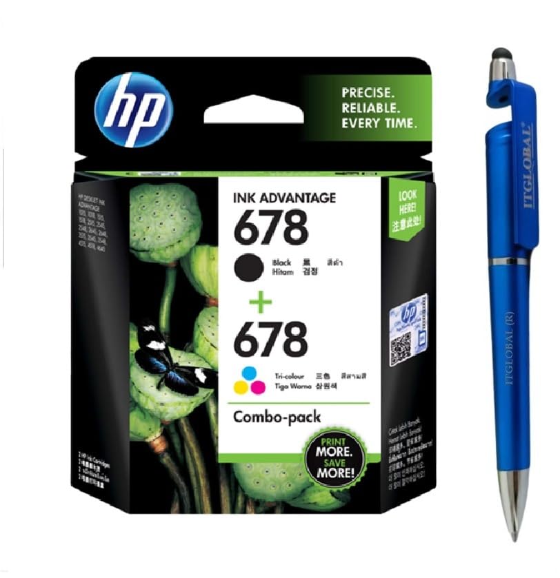 HP 678 Black & Colour (1 Pack of 2) Ink Cartridge with 3in1 Multi-Function Mobile Phone Stand, Stylus Pen, Anti-Metal Texture Rotating Ballpoint Pen (Very Colors) (B0CP8134YD) Amazon Price History, Amazon Price Tracker