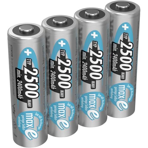 Ansmann 5035442 - Pack de 4 Pilas Recargables (NiMH, maxE+, Mignon AA, Tipo 2500 mAh), Gris