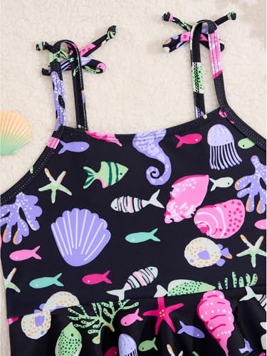 Kids Girls 2-Piece Summer Beach Bathing Suit Tankini Swim Tops with Peplum Shorts Sun Protection Swimsuit3