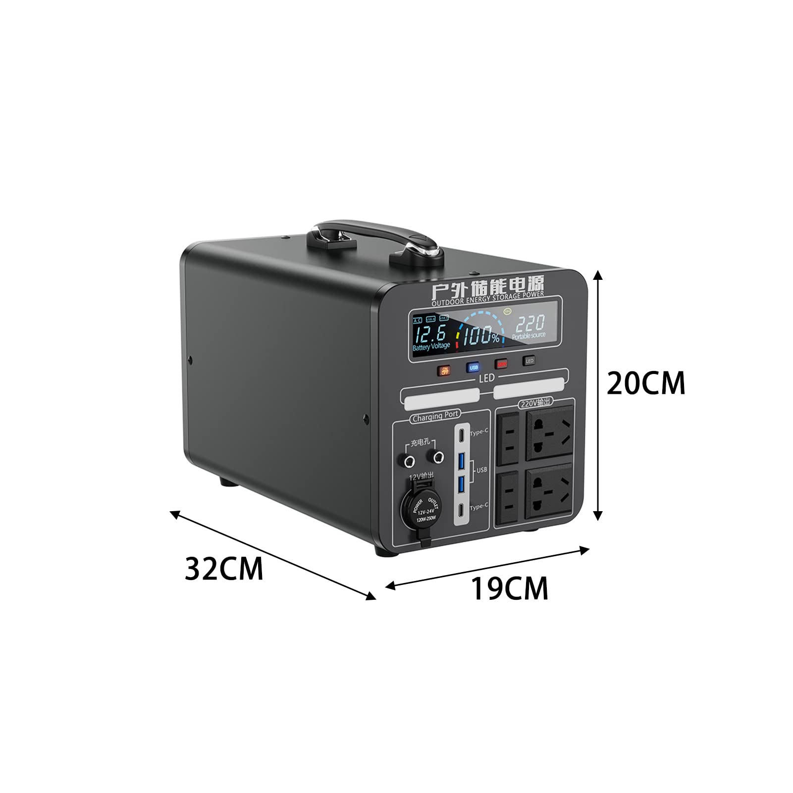 Syfunlv Solargenerator,Tragbares Kraftwerk,220 V 1500 Reiner Sinuswellen-Energiespeicher mit LCD Anzeige 32 * 19 * 20cm für Urlaub auf dem Campingplatz, Wohnmobil,Outdoor Abenteuer & Notfälle