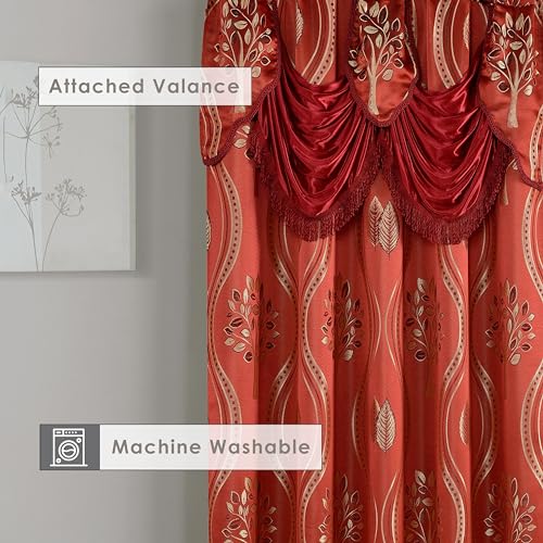 Image of Elegant Comfort Luxurious Beautiful Curtain Panel Set with Attached Valance and Backing (Set of 2), Burgundy 84 inch L x 54 inch W (Pack of 12)