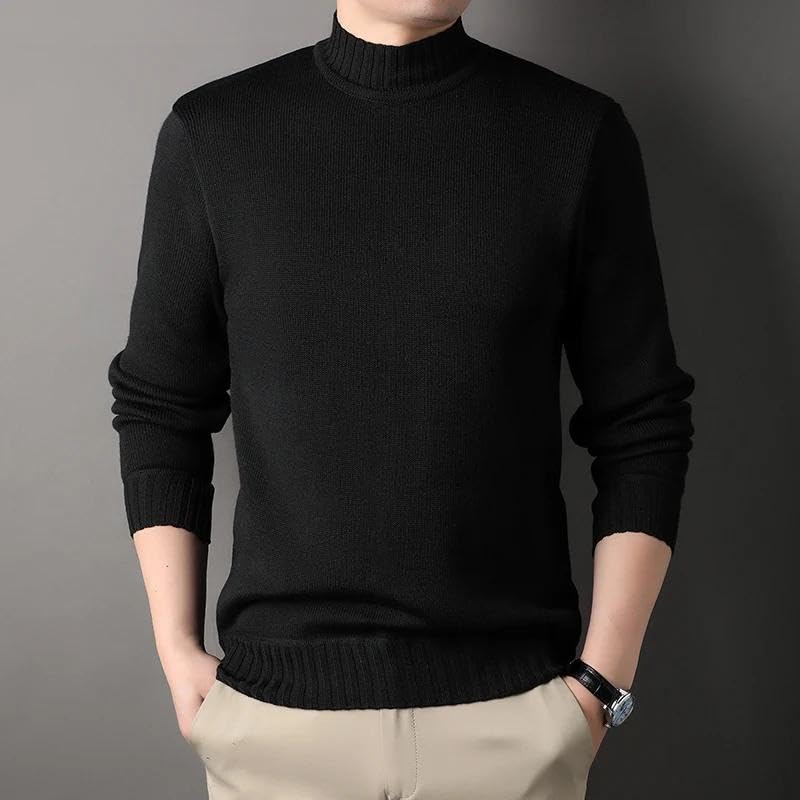 Autumn Winter Slim Knit Men Solid Neck Knitted Sweater Men' Warm Long Sleeve Knitwear Man Pullover3