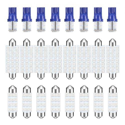 AVAVXFLY 24 Pieces Blue T10 LED Bulb, 31mm 42mm Festoon Bulbs, Car LED Lights Interior Replacement for Dome Map Door Courtesy License Plate Interior Car Lights-blue