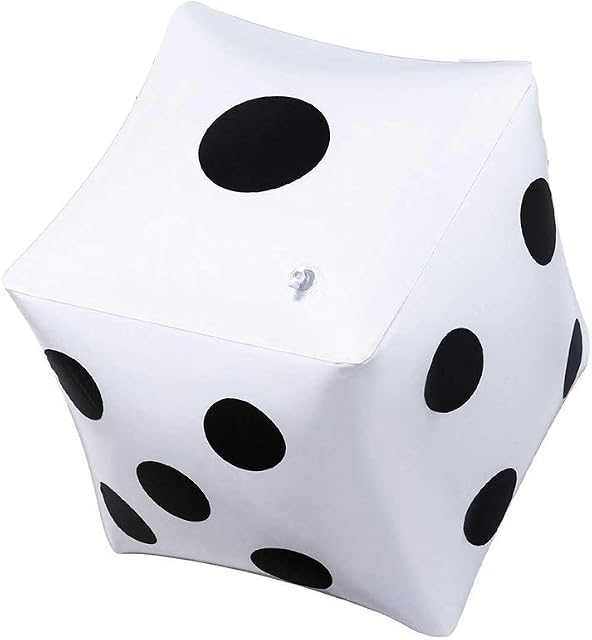 SULOLI 1 Pack Giant Inflatable Dice Toys for Party Games Pool Party Favors, 32cm/12inch, White