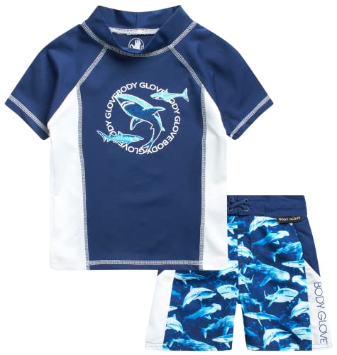 Body Glove Baby Boys' Toddler Rash Guard Swim Set - Upf 50+ Swim Shirt And Bathing Suit Trunks For Boys (2T-4T), Size 3T, Navy Sharks #TOP7