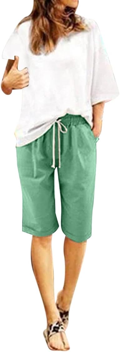 Shorts Women Casual Cotton Pants Fashion Plus Size High Waist Beach Shorts With Pockets Workout Five Point Pants At Amazon Women S Clothing Store